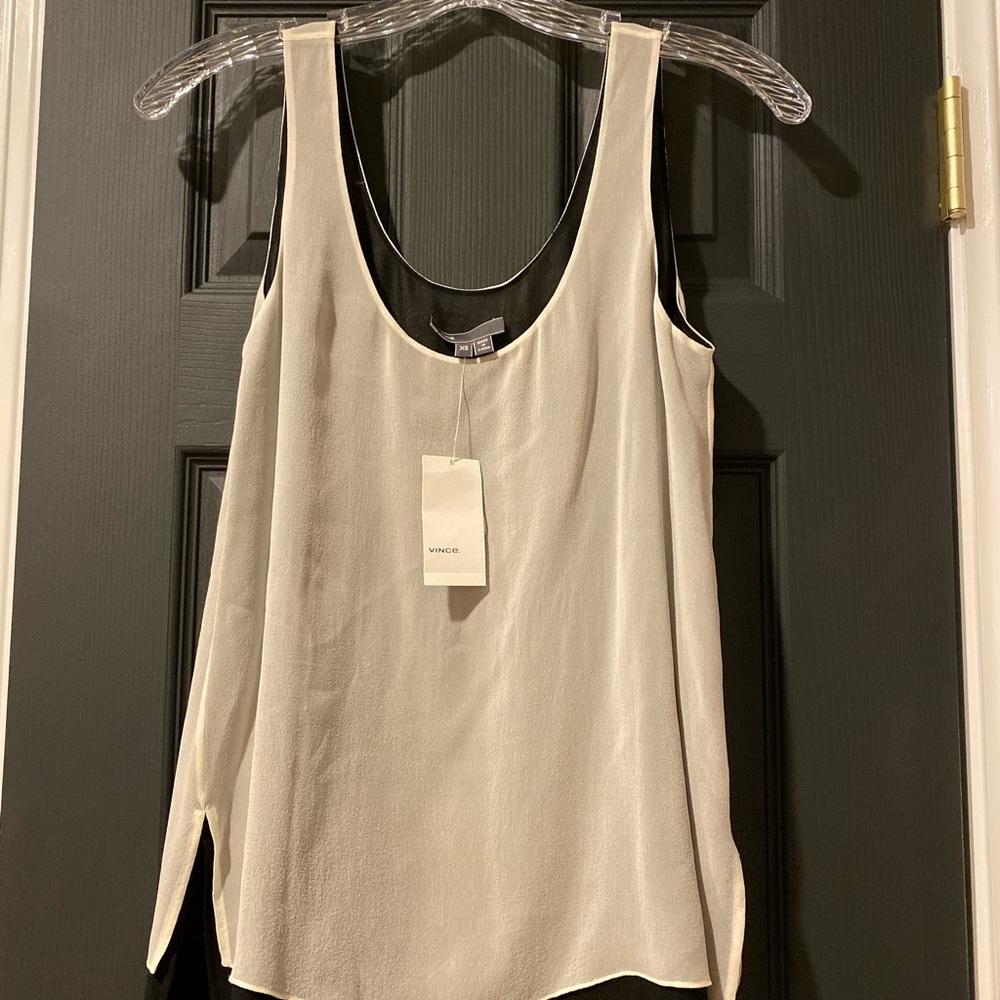 Vince Black & White Silk Top